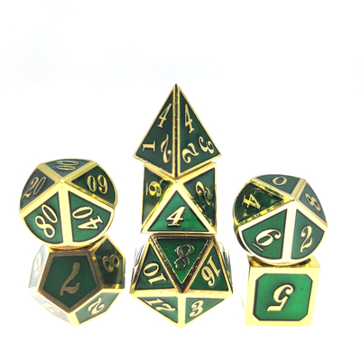 Wear Resistant RPG Dice Set Plating Pink Metal Dice Polyhedral Gilt Green