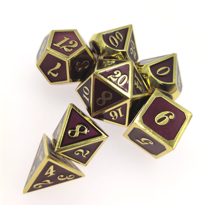 Heavy Weight Metal RPG Dice Neat Sharp Edges Micro Dice Set Pink Polyhedral Gilt Green