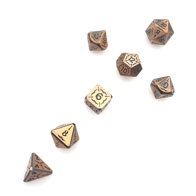 Metal RPG Dice Set Wear Resistant Durable Gold Black Metal Dice Polyhedral