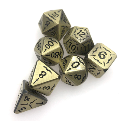 Hand Carved Black Collection Metal D4 Dice Set Polyhedral  Durable