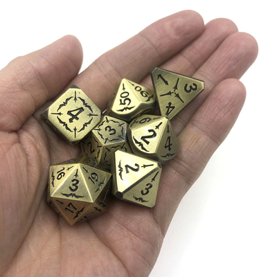 Antiwear Exquisite Carving Core Dice Polyhedron Ancient Bronze Metal Dice Set