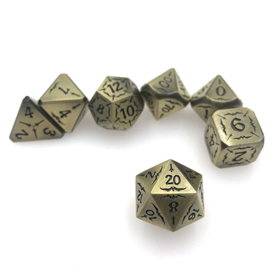Antiwear Exquisite Carving Core Dice Polyhedron Ancient Bronze Metal Dice Set