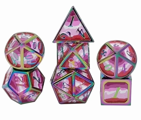 16mm Smooth RPG Metal Dice Custom DND Logo Rainbow Game Set