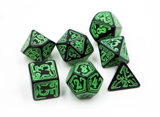 Fashionable RPG Game Dice Set 20mm Black Background Color Pattern