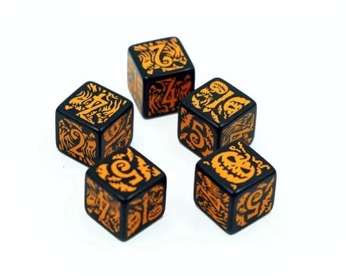 Fashionable RPG Game Dice Set 20mm Black Background Color Pattern