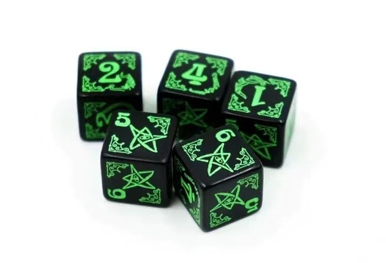 Fashionable RPG Game Dice Set 20mm Black Background Color Pattern