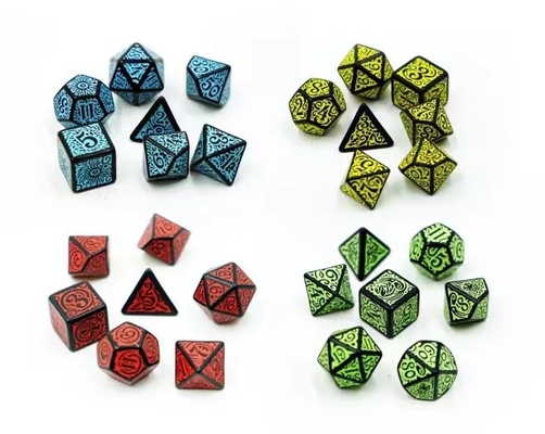Fashionable RPG Game Dice Set 20mm Black Background Color Pattern