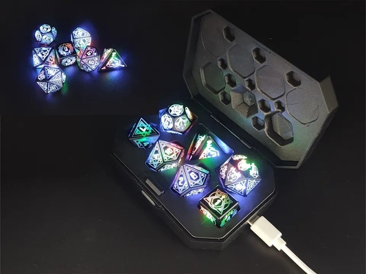 Light Up DND Dice Rechargeable With Charging Box 7 PCS LED Electronic Dice For Tabletop