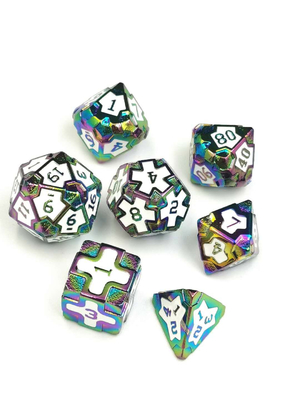 Baroque 7 Piece Polyhedral Gaming Dice Set Metal Sharp Edge For RPG