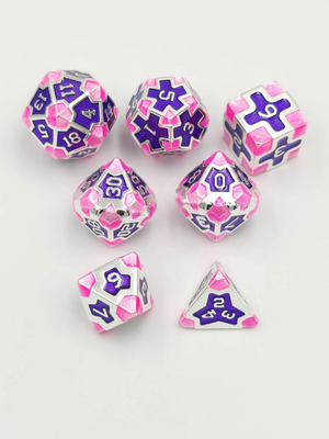 Baroque 7 Piece Polyhedral Gaming Dice Set Metal Sharp Edge For RPG