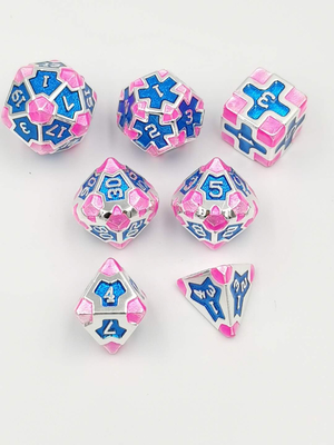 Baroque 7 Piece Polyhedral Gaming Dice Set Metal Sharp Edge For RPG