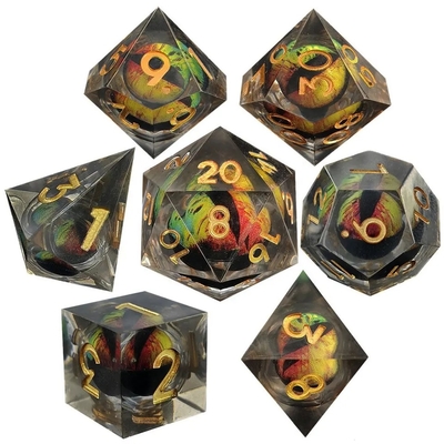 Handmade Resin Quicksand Ball Dice Polished Set Of 7 Role Playing Accessories Large Board