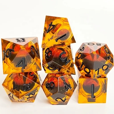 Handmade Resin Quicksand Ball Dice Polished Set Of 7 Role Playing Accessories Large Board