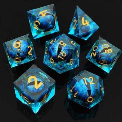 Handmade Resin Quicksand Ball Dice Polished Set Of 7 Role Playing Accessories Large Board