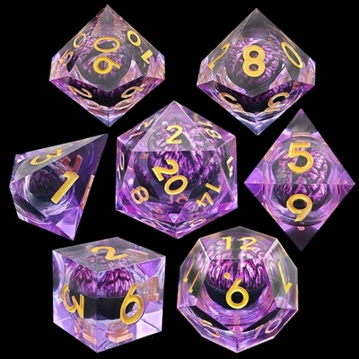 Handmade Resin Quicksand Ball Dice Polished Set Of 7 Role Playing Accessories Large Board