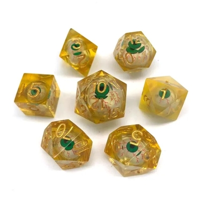 16mm Full Polyhedral Dice Moving Dungeons And Dragons Bloodshot Blue Eye Dice Set For Role