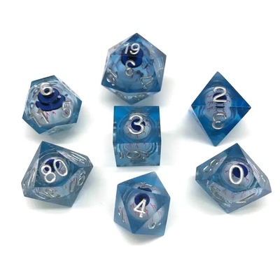 16mm Full Polyhedral Dice Moving Dungeons And Dragons Bloodshot Blue Eye Dice Set For Role