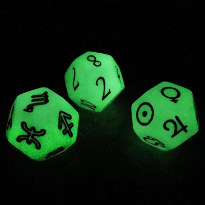 Bescon 3 Pieces Astrological Dice Set Constellation D12 Dice 3 Colors Magical Stone