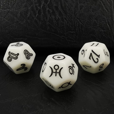 Bescon 3 Pieces Astrological Dice Set Constellation D12 Dice 3 Colors Magical Stone