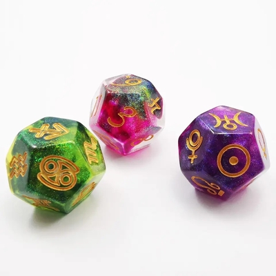 Bescon 3 Pieces Astrological Dice Set Constellation D12 Dice 3 Colors Magical Stone