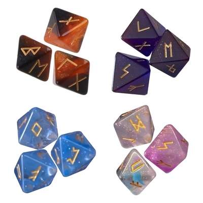 D8 Viking Runes Polyhedral Dice Of Labradorite Elder Futhark / Divination Dice For Crystal Gazing