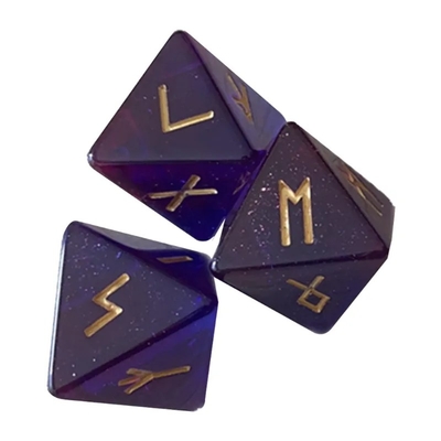 D8 Viking Runes Polyhedral Dice Of Labradorite Elder Futhark / Divination Dice For Crystal Gazing