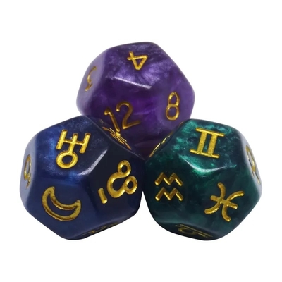 3pcs/ Set Resin Polyhedral Dice Multi-Color 16mm Fate Sign Number Constellation