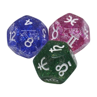 3pcs/ Set Resin Polyhedral Dice Multi-Color 16mm Fate Sign Number Constellation