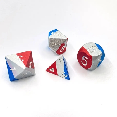 Smooth Light Bule Metal Dice Colorful Polyhedral DND Gaming Dice Set
