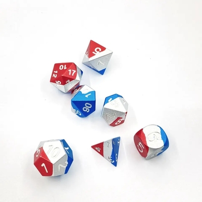Smooth Light Bule Metal Dice Colorful Polyhedral DND Gaming Dice Set