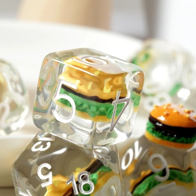 Custom Polyhedral DND Dice Set Hamburger Gaming For RPG Role Playing Table Games