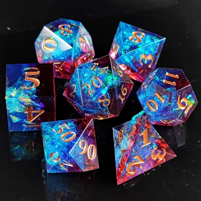 Multi Color Custom Resin Dice DND#RPG Red And Blue Smooth Texture