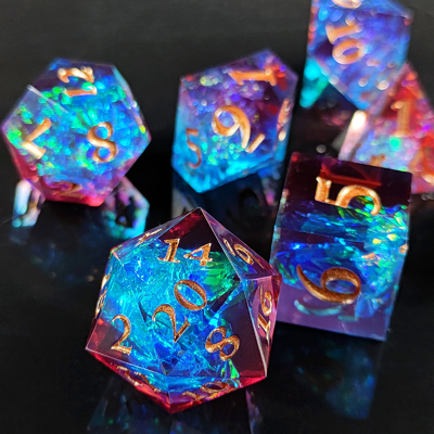 Multi Color Custom Resin Dice DND#RPG Red And Blue Smooth Texture