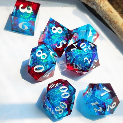 Multi Color Custom Resin Dice DND#RPG Red And Blue Smooth Texture