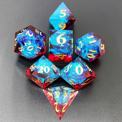 Multi Color Custom Resin Dice DND#RPG Red And Blue Smooth Texture