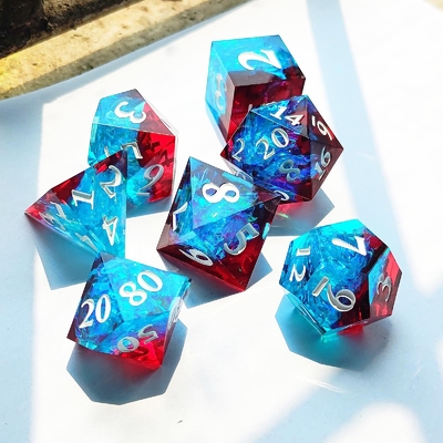 Multi Color Custom Resin Dice DND#RPG Red And Blue Smooth Texture