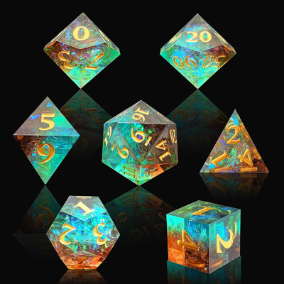 Customized Sharp Resin Dice Set Multi Color Dragon And Dungeon DND#RPG