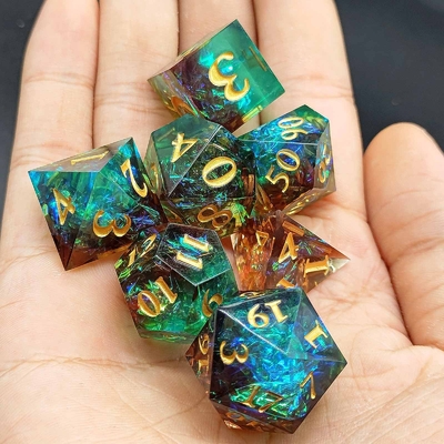 Customized Sharp Resin Dice Set Multi Color Dragon And Dungeon DND#RPG