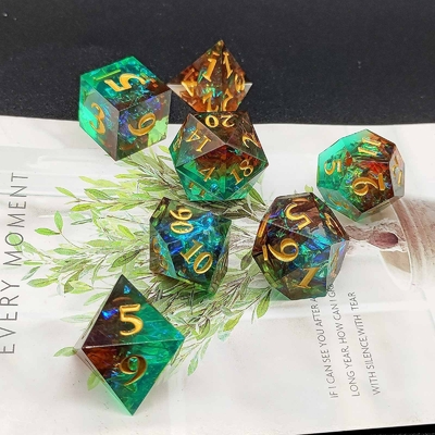 Customized Sharp Resin Dice Set Multi Color Dragon And Dungeon DND#RPG