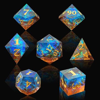 Customized Sharp Resin Dice Set Multi Color Dragon And Dungeon DND#RPG