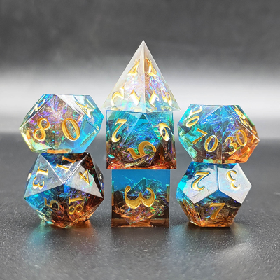 Customized Sharp Resin Dice Set Multi Color Dragon And Dungeon DND#RPG