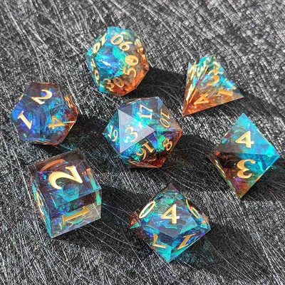 Customized Sharp Resin Dice Set Multi Color Dragon And Dungeon DND#RPG