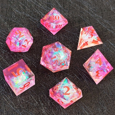 Purple Resin Dice 7PCS DND Dragon And Dungeon Polyhedron Sharp Edge