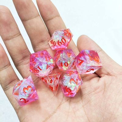 Purple Resin Dice 7PCS DND Dragon And Dungeon Polyhedron Sharp Edge