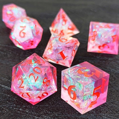 Purple Resin Dice 7PCS DND Dragon And Dungeon Polyhedron Sharp Edge