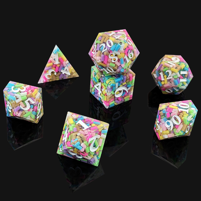 Rainbow Grain Resin Dice DND Board Game COC Running Group TRPG Polyhedron D20