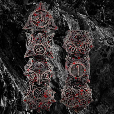 Bloodstarial Meteor Metal Dice Set D8 RPG Dragon And Dungeon