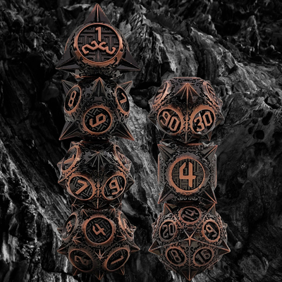 Retro Copper Meteor Hammer Metal Dice Dragon And Dungeon DND RPG D20