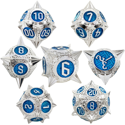 Durable Polyhedron Metal RPG Dice Set Dragon And Dungeon 16mm Sparkle