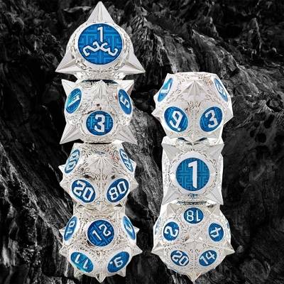 Durable Polyhedron Metal RPG Dice Set Dragon And Dungeon 16mm Sparkle